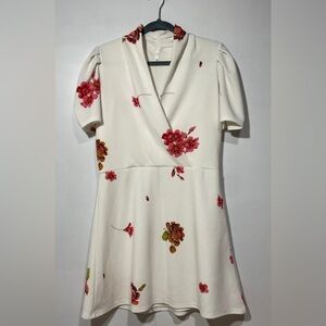 Leith beige floral fold over‎ bodice dress size large